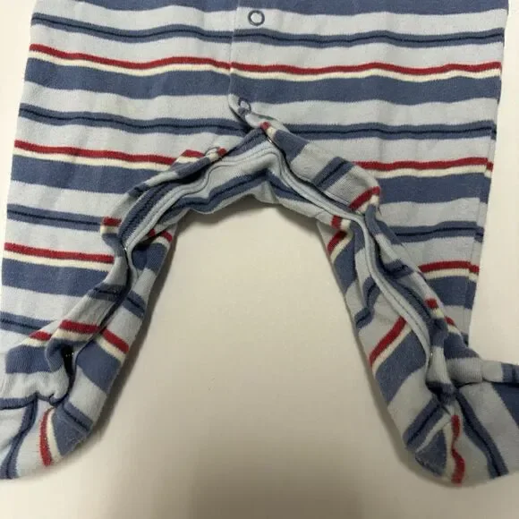 VTG Ralph Lauren Baby Boy Footie One Piece Striped Blue 3 Month Collared Preppy - Picture 6 of 7